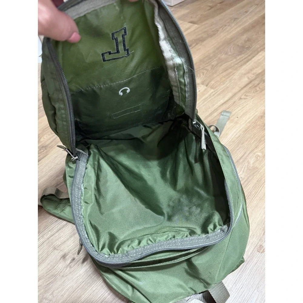 Vtg LL Bean Deluxe Reflective Backpack Nylon Green School Travel Hiking Daypack